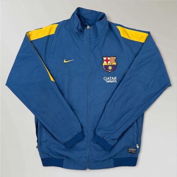 Nike Men's FC Barcelona Jacket Blue Qatar Airways Full Zip Soccer Sz Small - Picture 1 of 13